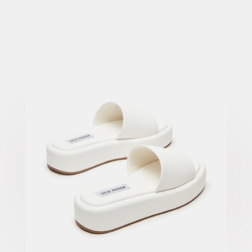 Steve Madden White Platform Square Toe Flat Wedge… - image 2